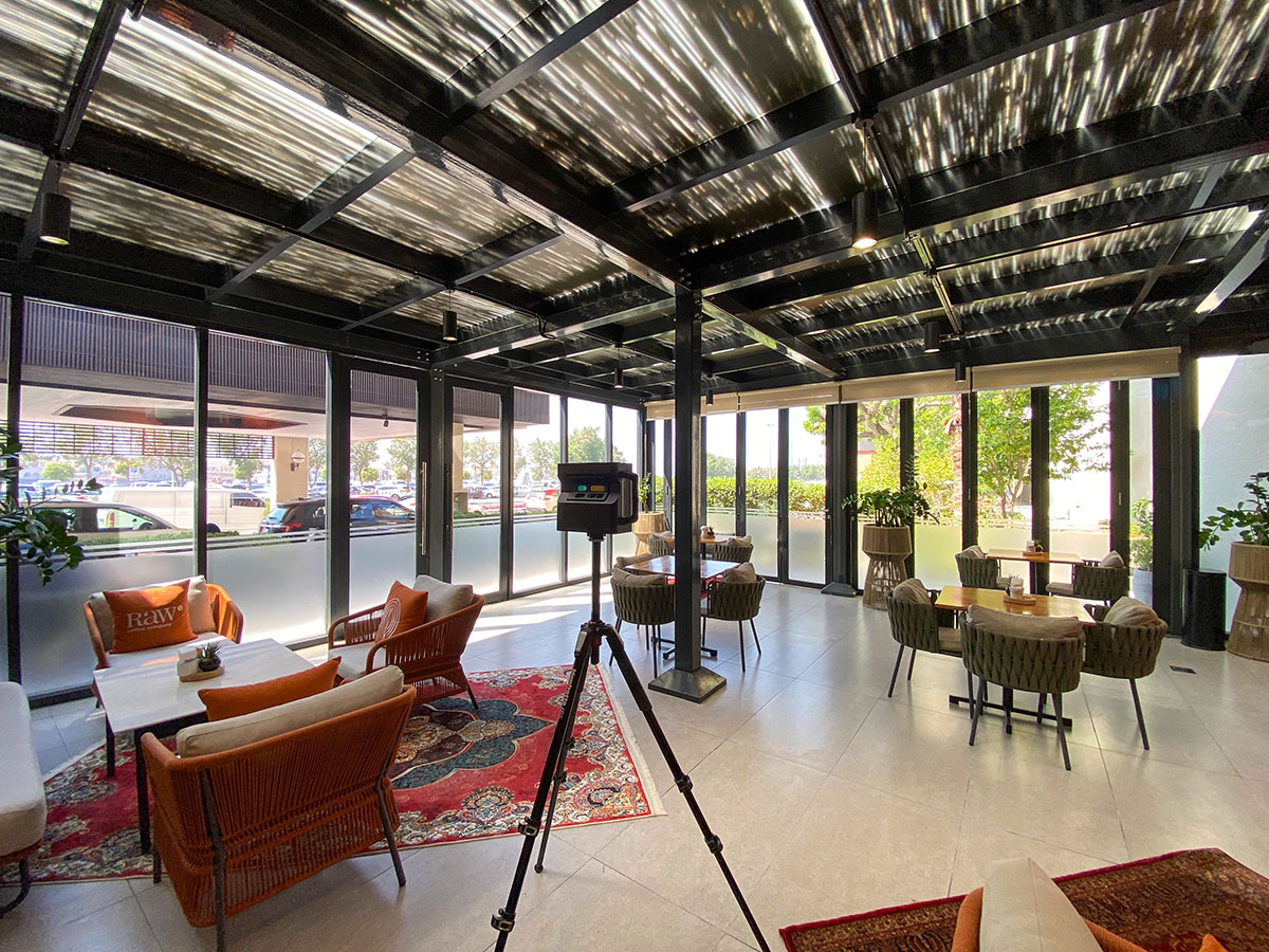 Matterport Pro2 hardware deployed at the Gourmet Boulevard coffee shop, Dubai.